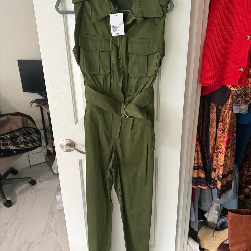 Forever 21 Khaki Green Belted Jumpsuit
